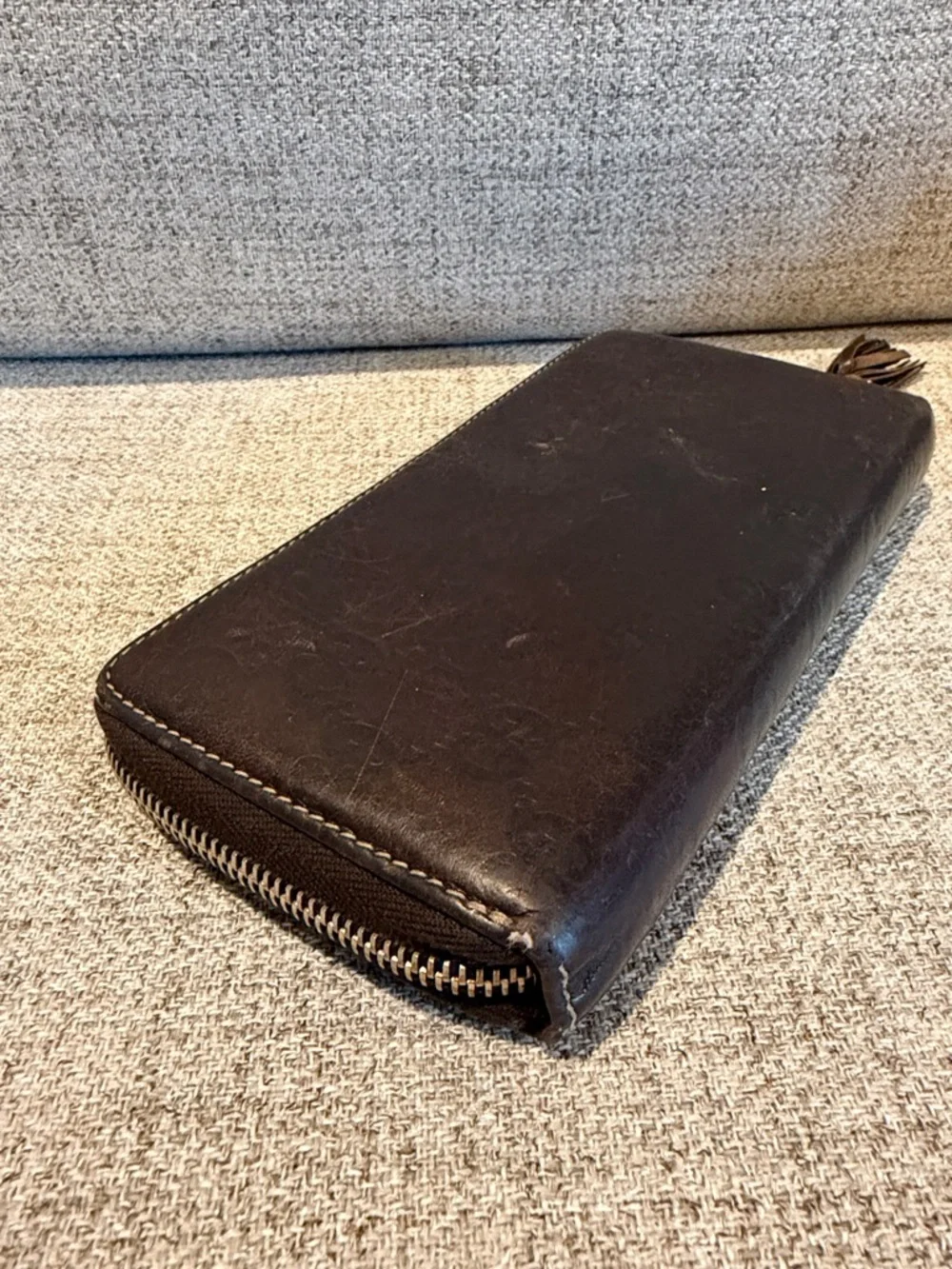 GUCCI Bamboo Tassel Ssima GG Logo Leather Zip Around Long Wallet - Picture 3 of 14